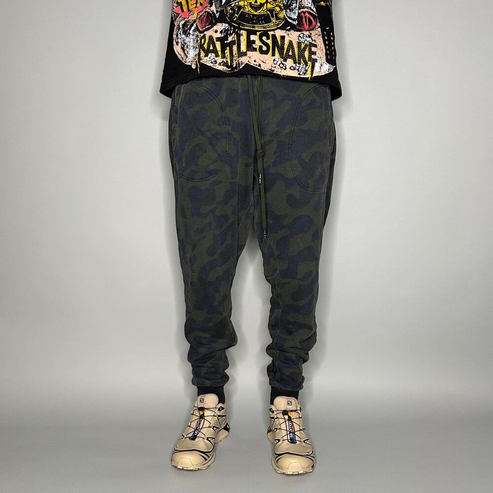 Vintage Y2K Nike Sweatpants Mens L Woodland Camo Black Swoosh Cotton Joggers - Picture 2 of 5